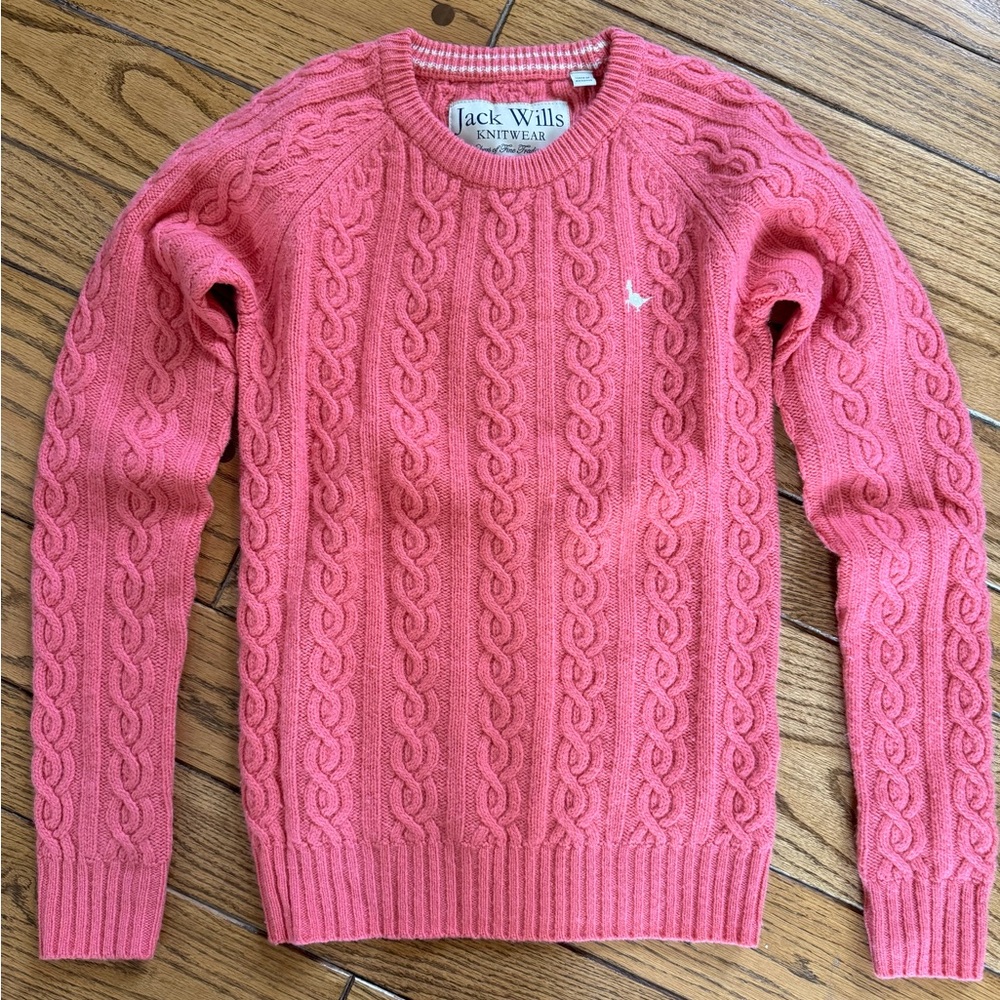 Jack Wills Coral Cable Knit Sweater